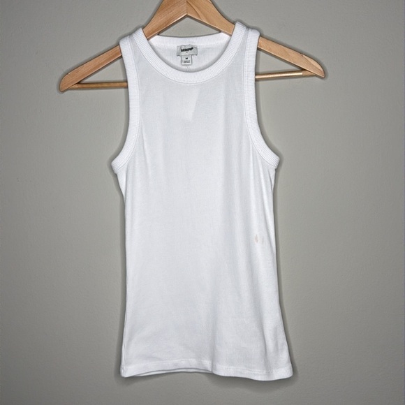J. Crew Factory High Neck Ribbed Tank Top in White Size Medium NWT - Picture 1 of 5